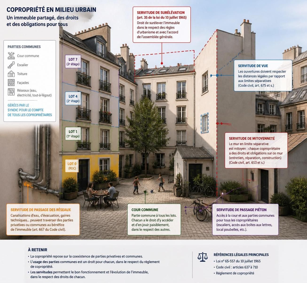 découvrez les droits des copropriétaires concernés par une servitude de cours communes et les implications juridiques liées à cette situation.