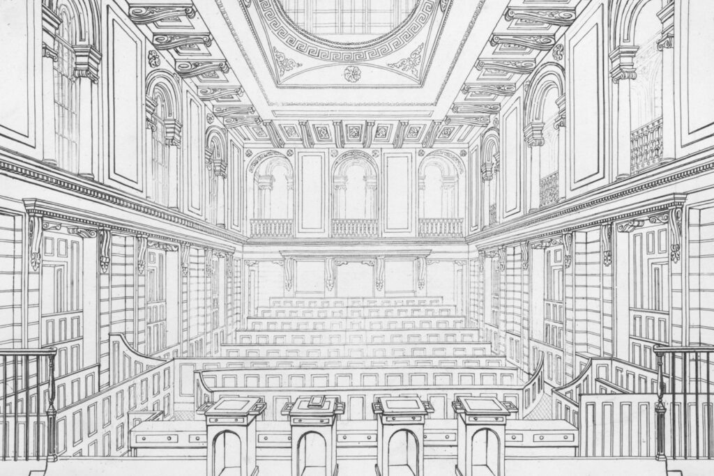 The Miriam and Ira D. Wallach Division of Art, Prints and Photographs: Art & Architecture Collection, The New York Public Library. "Court of King's Bench" The New York Public Library Digital Collections. 1828. https://digitalcollections.nypl.org/items/acd6b250-c6f4-012f-1157-58d385a7bc34